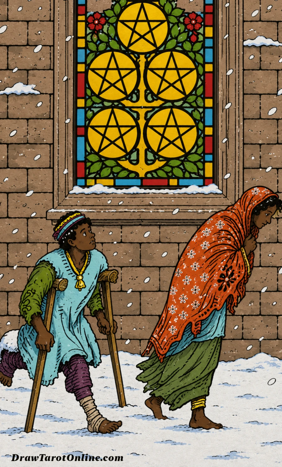Five of Pentacles tarot card